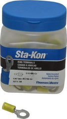 Thomas & Betts - 12-10 AWG Partially Insulated Crimp Connection D Shaped Ring Terminal - 1/4" Stud, 1.12" OAL x 0.53" Wide, Tin Plated Copper Contact - Industrial Tool & Supply