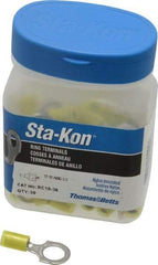 Thomas & Betts - 12-10 AWG Partially Insulated Crimp Connection D Shaped Ring Terminal - 3/8" Stud, 1.27" OAL x 0.59" Wide, Tin Plated Copper Contact - Industrial Tool & Supply