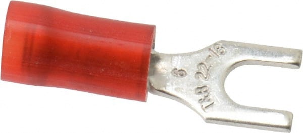Thomas & Betts - #6 Stud, 22 to 16 AWG Compatible, Partially Insulated, Crimp Connection, Standard Fork Terminal - Industrial Tool & Supply