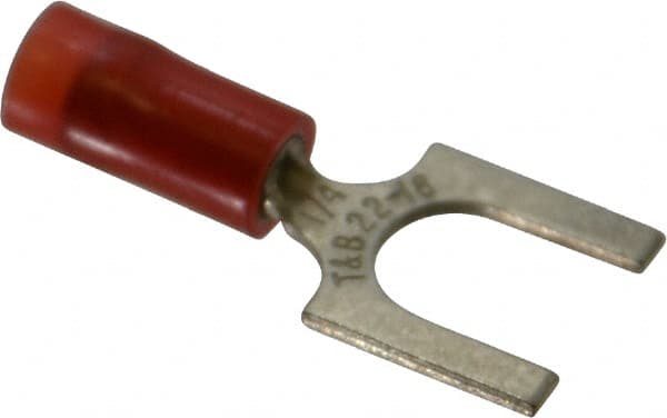 Thomas & Betts - 1/4" Stud, 22 to 16 AWG Compatible, Partially Insulated, Crimp Connection, Standard Fork Terminal - Industrial Tool & Supply