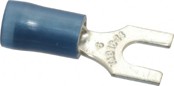 Thomas & Betts - #6 Stud, 18 to 14 AWG Compatible, Partially Insulated, Crimp Connection, Standard Fork Terminal - Industrial Tool & Supply