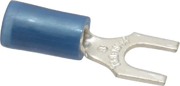 Thomas & Betts - #8 Stud, 18 to 14 AWG Compatible, Partially Insulated, Crimp Connection, Standard Fork Terminal - Industrial Tool & Supply