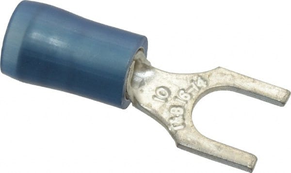 Thomas & Betts - #10 Stud, 18 to 14 AWG Compatible, Partially Insulated, Crimp Connection, Standard Fork Terminal - Industrial Tool & Supply