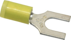 Thomas & Betts - 1/4" Stud, 12 to 10 AWG Compatible, Partially Insulated, Crimp Connection, Standard Fork Terminal - Industrial Tool & Supply