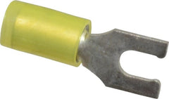 Thomas & Betts - #8 Stud, 12 to 10 AWG Compatible, Partially Insulated, Crimp Connection, Locking Fork Terminal - Industrial Tool & Supply