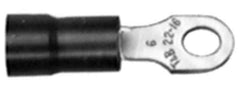 Thomas & Betts - 22-16 AWG Partially Insulated Crimp Connection D Shaped Ring Terminal - 3/8" Stud, 1.24" OAL x 0.54" Wide, Tin Plated Copper Contact - Industrial Tool & Supply