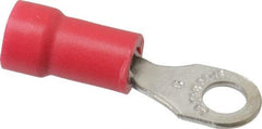 Thomas & Betts - 22-16 AWG Partially Insulated Crimp Connection D Shaped Ring Terminal - #6 Stud, 0.94" OAL x 1/4" Wide, Tin Plated Copper Contact - Industrial Tool & Supply