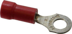 Thomas & Betts - 22-16 AWG Partially Insulated Crimp Connection D Shaped Ring Terminal - #8 Stud, 0.97" OAL x 0.31" Wide, Tin Plated Copper Contact - Industrial Tool & Supply