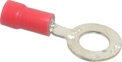 Thomas & Betts - 22-16 AWG Partially Insulated Crimp Connection D Shaped Ring Terminal - 1/4" Stud, 1.13" OAL x 1/2" Wide, Tin Plated Copper Contact - Industrial Tool & Supply