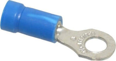 Thomas & Betts - 18-14 AWG Partially Insulated Crimp Connection D Shaped Ring Terminal - #8 Stud, 0.97" OAL x 0.31" Wide, Tin Plated Copper Contact - Industrial Tool & Supply