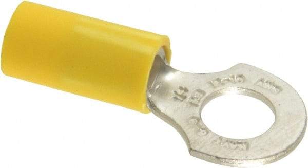 Thomas & Betts - 12-10 AWG Partially Insulated Crimp Connection D Shaped Ring Terminal - 1/4" Stud, 1.16" OAL x 1/2" Wide, Tin Plated Copper Contact - Industrial Tool & Supply
