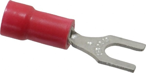 Thomas & Betts - #8 Stud, 22 to 16 AWG Compatible, Partially Insulated, Crimp Connection, Standard Fork Terminal - Industrial Tool & Supply