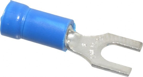 Thomas & Betts - #8 Stud, 18 to 14 AWG Compatible, Partially Insulated, Crimp Connection, Standard Fork Terminal - Industrial Tool & Supply