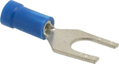 Thomas & Betts - 1/4" Stud, 18 to 14 AWG Compatible, Partially Insulated, Crimp Connection, Standard Fork Terminal - Industrial Tool & Supply