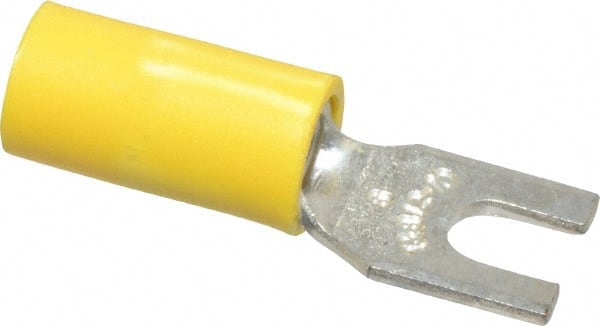 Thomas & Betts - #6 Stud, 12 to 10 AWG Compatible, Partially Insulated, Crimp Connection, Standard Fork Terminal - Industrial Tool & Supply