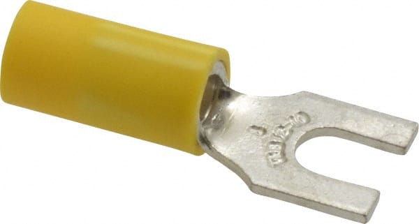 Thomas & Betts - #8 Stud, 12 to 10 AWG Compatible, Partially Insulated, Crimp Connection, Standard Fork Terminal - Industrial Tool & Supply