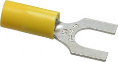 Thomas & Betts - 1/4" Stud, 12 to 10 AWG Compatible, Partially Insulated, Crimp Connection, Standard Fork Terminal - Industrial Tool & Supply