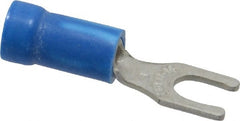 Thomas & Betts - #8 Stud, 18 to 14 AWG Compatible, Partially Insulated, Crimp Connection, Locking Fork Terminal - Industrial Tool & Supply