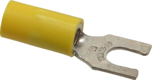 Thomas & Betts - #10 Stud, 12 to 10 AWG Compatible, Partially Insulated, Crimp Connection, Locking Fork Terminal - Industrial Tool & Supply