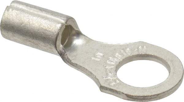 Thomas & Betts - 18-14 AWG Noninsulated Crimp Connection D Shaped Ring Terminal - #10 Stud, 3/4" OAL x 0.31" Wide, Tin Plated Copper Contact - Industrial Tool & Supply