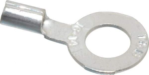 Thomas & Betts - 18-14 AWG Noninsulated Crimp Connection D Shaped Ring Terminal - 1/4" Stud, 0.93" OAL x 1/2" Wide, Tin Plated Copper Contact - Industrial Tool & Supply