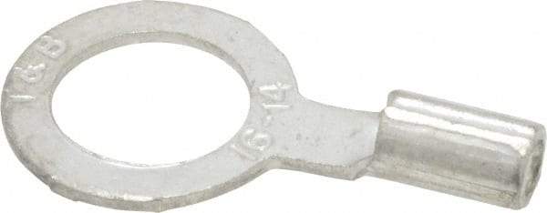 Thomas & Betts - 18-14 AWG Noninsulated Crimp Connection D Shaped Ring Terminal - 5/16" Stud, 0.93" OAL x 1/2" Wide, Tin Plated Copper Contact - Industrial Tool & Supply