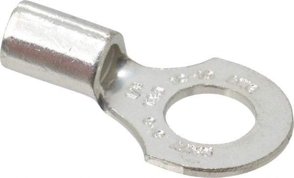 Thomas & Betts - 12-10 AWG Noninsulated Crimp Connection D Shaped Ring Terminal - 1/4" Stud, 0.91" OAL x 1/2" Wide, Tin Plated Copper Contact - Industrial Tool & Supply