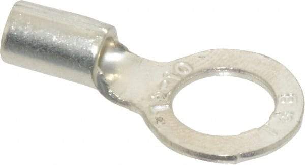 Thomas & Betts - 12-10 AWG Noninsulated Crimp Connection D Shaped Ring Terminal - 5/16" Stud, 0.98" OAL x 1/2" Wide, Tin Plated Copper Contact - Industrial Tool & Supply