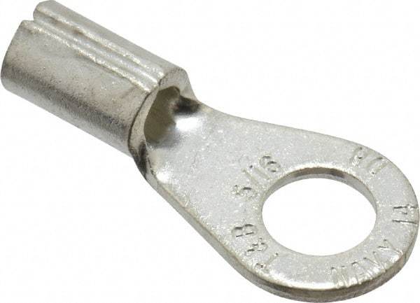 Thomas & Betts - 8 AWG Noninsulated Crimp Connection Circular Ring Terminal - 5/16" Stud, 1.32" OAL x 0.59" Wide, Tin Plated Copper Contact - Industrial Tool & Supply