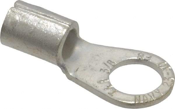 Thomas & Betts - 6 AWG Noninsulated Crimp Connection Circular Ring Terminal - 3/8" Stud, 1.32" OAL x 0.6" Wide, Tin Plated Copper Contact - Industrial Tool & Supply
