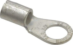 Thomas & Betts - 6 AWG Noninsulated Crimp Connection Circular Ring Terminal - 3/8" Stud, 1.32" OAL x 0.6" Wide, Tin Plated Copper Contact - Industrial Tool & Supply