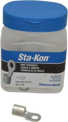 Thomas & Betts - 4 AWG Noninsulated Crimp Connection Circular Ring Terminal - 1/4" Stud, 1.16" OAL x 0.48" Wide, Tin Plated Copper Contact - Industrial Tool & Supply