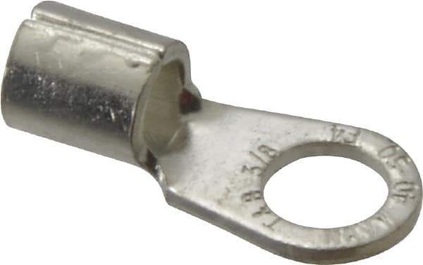 Thomas & Betts - 4 AWG Noninsulated Crimp Connection Circular Ring Terminal - 3/8" Stud, 1.35" OAL x 0.6" Wide, Tin Plated Copper Contact - Industrial Tool & Supply