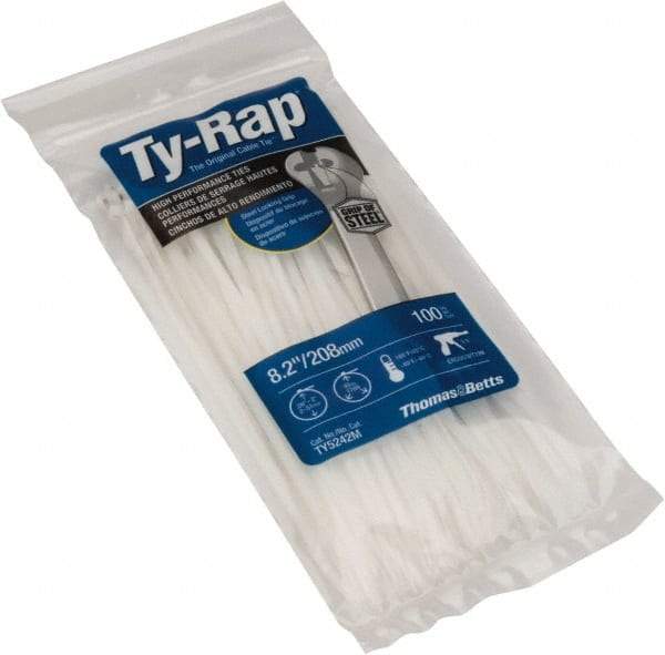 Thomas & Betts - 8.19" Long Natural (Color) Nylon Standard Cable Tie - 40 Lb Tensile Strength, 1.04mm Thick, 50.8mm Max Bundle Diam - Industrial Tool & Supply