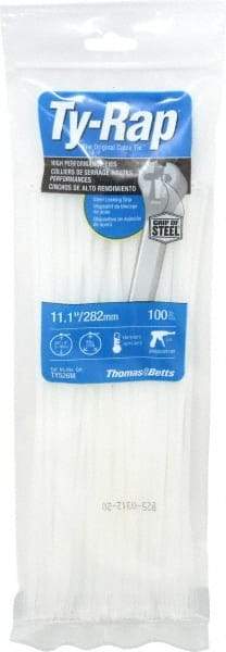 Thomas & Betts - 11.1" Long Natural (Color) Nylon Standard Cable Tie - 30 Lb Tensile Strength, 1.31mm Thick, 76.2mm Max Bundle Diam - Industrial Tool & Supply