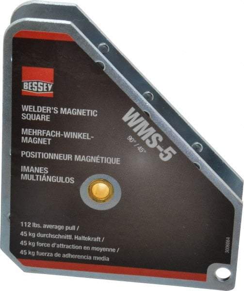 Bessey - 3-3/4" Wide x 3/4" Deep x 4-3/8" High Magnetic Welding & Fabrication Square - 112 Lb Average Pull Force - Industrial Tool & Supply