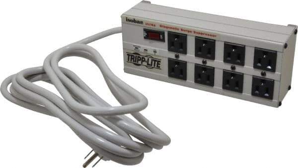 Tripp-Lite - 8 Outlets, 120 Volts, 15 Amps, 12' Cord, Power Outlet Strip - Free Hanging, Keyhole Mount, 1-15P NEMA Configuration, 11-1/2" Strip - Industrial Tool & Supply