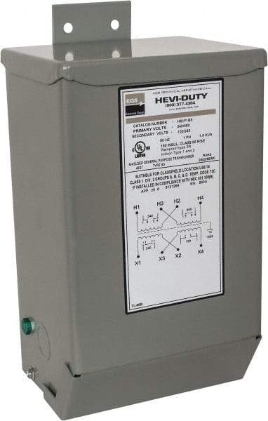 Sola/Hevi-Duty - 1 Phase, 240-480 Volt Input, 120/240 Volt Output, 60 Hz, 1 kVA, General Purpose Transformer - 4, 12, 3R, 4X NEMA Rating, 239°F Temp Rise, 6 Inch Wide x 5 Inch Deep x 10 Inch High, Indoor, Outdoor, Wall Mount - Industrial Tool & Supply
