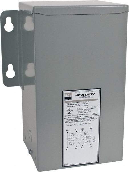 Sola/Hevi-Duty - 1 Phase, 240-480 Volt Input, 120/240 Volt Output, 60 Hz, 2 kVA, General Purpose Transformer - 4, 12, 3R, 4X NEMA Rating, 239°F Temp Rise, 10 Inch Wide x 7 Inch Deep x 12 Inch High, Indoor, Outdoor, Wall Mount - Industrial Tool & Supply