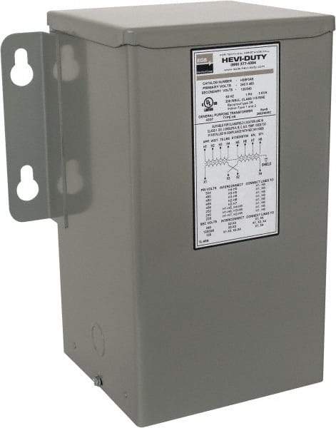 Sola/Hevi-Duty - 1 Phase, 240-480 Volt Input, 120/240 Volt Output, 60 Hz, 3 kVA, General Purpose Transformer - 4, 12, 3R, 4X NEMA Rating, 239°F Temp Rise, 10 Inch Wide x 7 Inch Deep x 12 Inch High, Indoor, Outdoor, Wall Mount - Industrial Tool & Supply