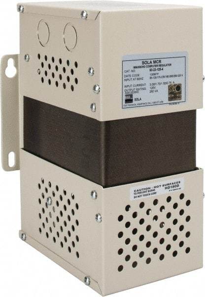 Sola/Hevi-Duty - 1 Outlet, 480 Volt Max Input, 250 VA, Hardwired Power Conditioner - 120 Volt Output, 6 Inch Wide x 10 Inch High x 8 Inch Deep - Industrial Tool & Supply