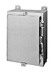 Wiegmann - Stainless Steel Standard Enclosure Hinge Flat Cover - NEMA 4, 12, 13, 4X, 24" Wide x 24" High x 12" Deep, Watertight - Industrial Tool & Supply