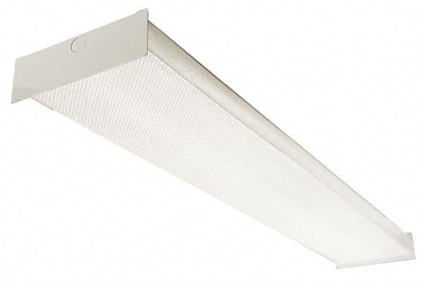 Lithonia Lighting - 2 Lamp, 4 Ft. Long, 32 Watt, Stem and Surface Mounted, Fluorescent Lamp Wraparound Light Fixture - 120-277 Volt, White, Electronic Ballast - Industrial Tool & Supply