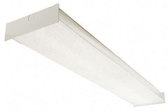 Lithonia Lighting - 2 Lamp, 4 Ft. Long, 32 Watt, Stem and Surface Mounted, Fluorescent Lamp Wraparound Light Fixture - 120-277 Volt, White, Electronic Ballast - Industrial Tool & Supply