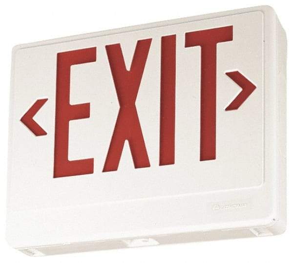 Lithonia Lighting - 1 Face, White, Thermoplastic, LED, Illuminated Exit Sign - 120/277 VAC, Nickel Cadmium, Universal Mounted, 11-3/4 Inch Long x 2 Inch Wide x 7-5/8 Inch High - Industrial Tool & Supply