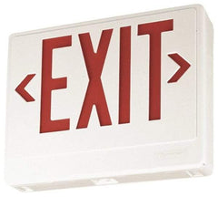 Lithonia Lighting - 1 Face, White, Thermoplastic, LED, Illuminated Exit Sign - 120/277 VAC, Nickel Cadmium, Universal Mounted, 11-3/4 Inch Long x 2 Inch Wide x 7-5/8 Inch High - Industrial Tool & Supply