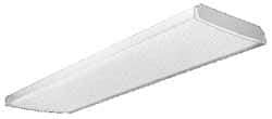 Lithonia Lighting - 4 Lamp, 4 Ft. Long, 32 Watt, Stem and Surface Mounted, Fluorescent Lamp Wraparound Light Fixture - 120-277 Volt, White, Electronic Ballast - Industrial Tool & Supply