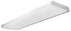 Lithonia Lighting - 4 Lamp, 4 Ft. Long, 32 Watt, Stem and Surface Mounted, Fluorescent Lamp Wraparound Light Fixture - 120-277 Volt, White, Electronic Ballast - Industrial Tool & Supply