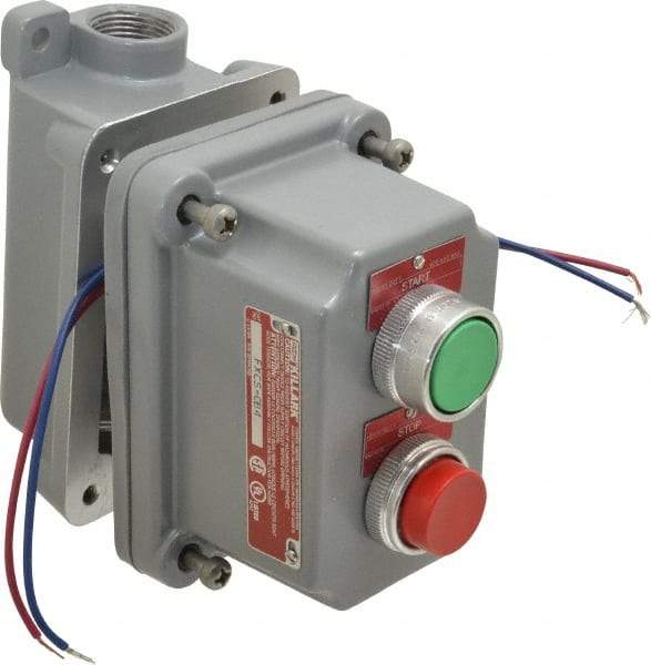 Hubbell Killark - 2 Operator, Mushroom Head Control Station - Start-Stop (Legend), Momentary Switch, NO/NC Contact, NEMA 3, 7, 9 - Industrial Tool & Supply