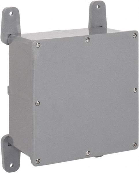 Thomas & Betts - PVC Junction Box Enclosure Screw Flat Cover - NEMA 4, 4X, 8" Wide x 8" High x 4" Deep, Corrosion Resistant - Industrial Tool & Supply
